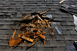 Shingles ripped off on a home in Charleston, South Carolina