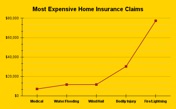 A Graph detailing the most expensive home insurance claims